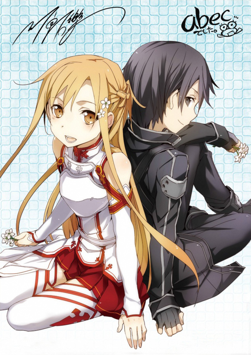 asuna and kirito (sword art online) drawn by bunbun