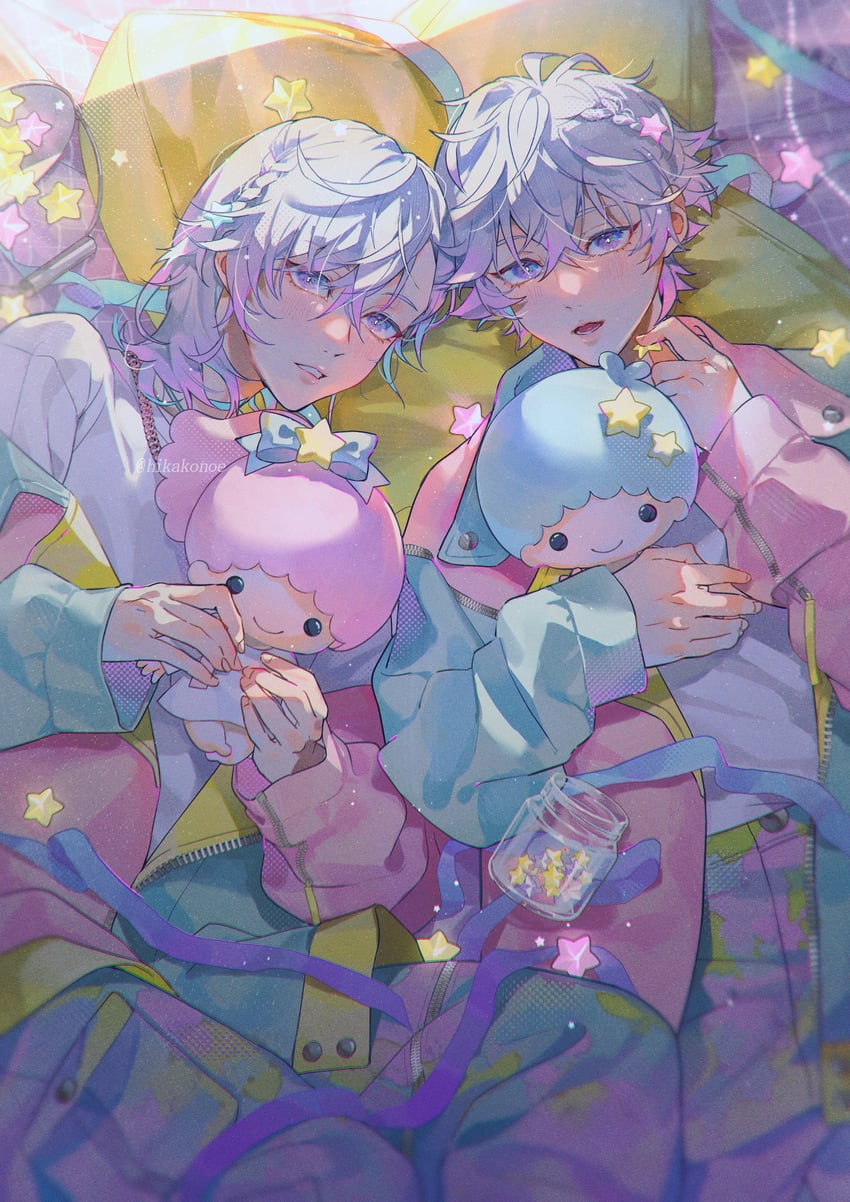 yatonokami kanata, yatonokami nayuta, lala, and kiki (sanrio and 2 more) drawn by hikakonoe