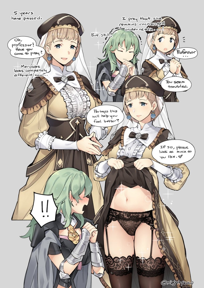 female byleth and mercedes von martritz (fire emblem and 1 more) drawn by ge-b
