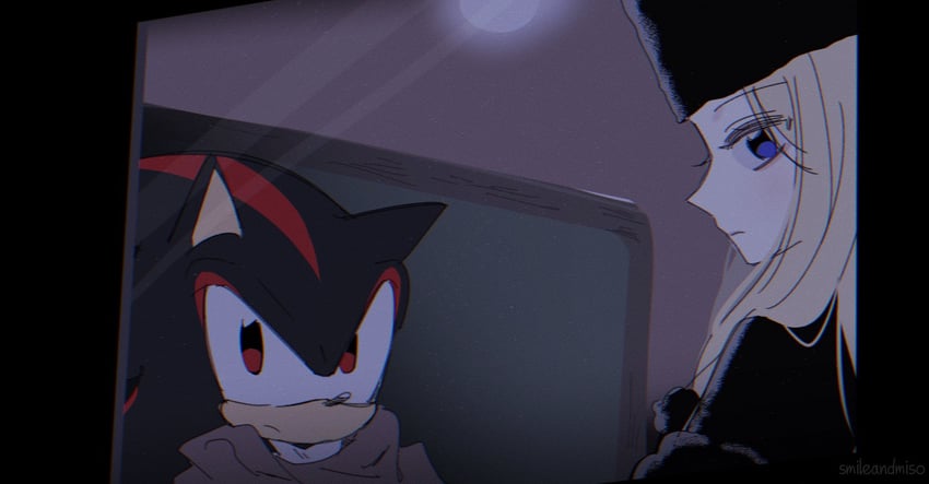 shadow the hedgehog, maria robotnik, and maetel (sonic and 1 more) drawn by smileandmiso