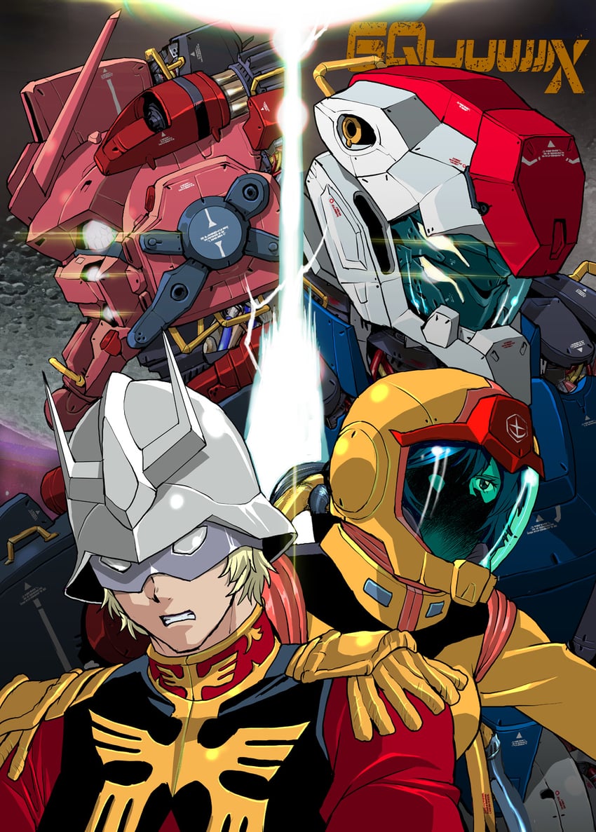 char aznable, sayla mass, red gundam, and light type guncannon (gundam and 1 more) drawn by takuma_tomomasa