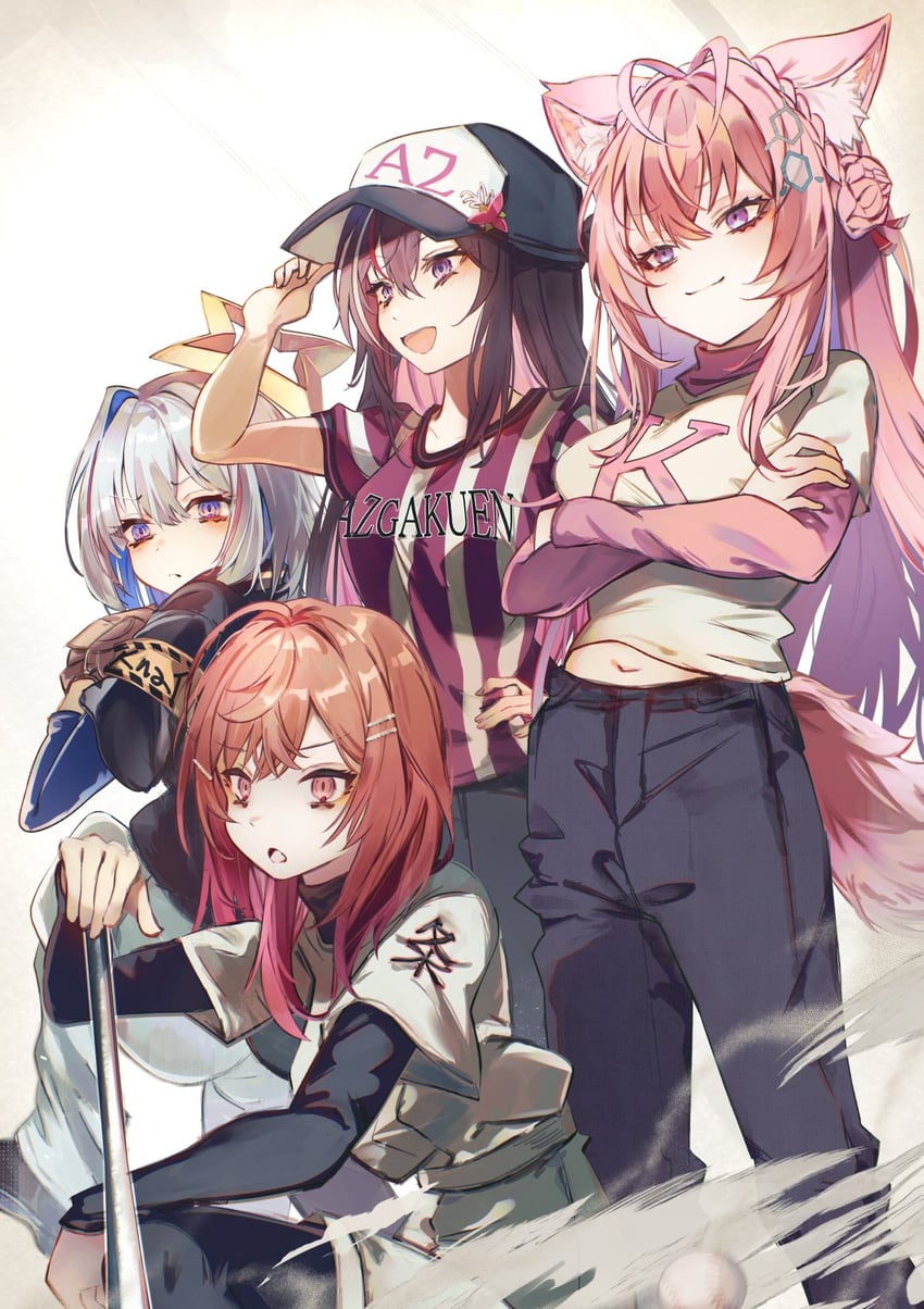 amane kanata, hakui koyori, azki, and ichijou ririka (hololive and 1 more) drawn by fukiya_(fumiakitoyama)
