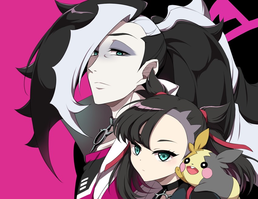 marnie, morpeko, and piers (pokemon and 1 more) drawn by kurobe_sclock