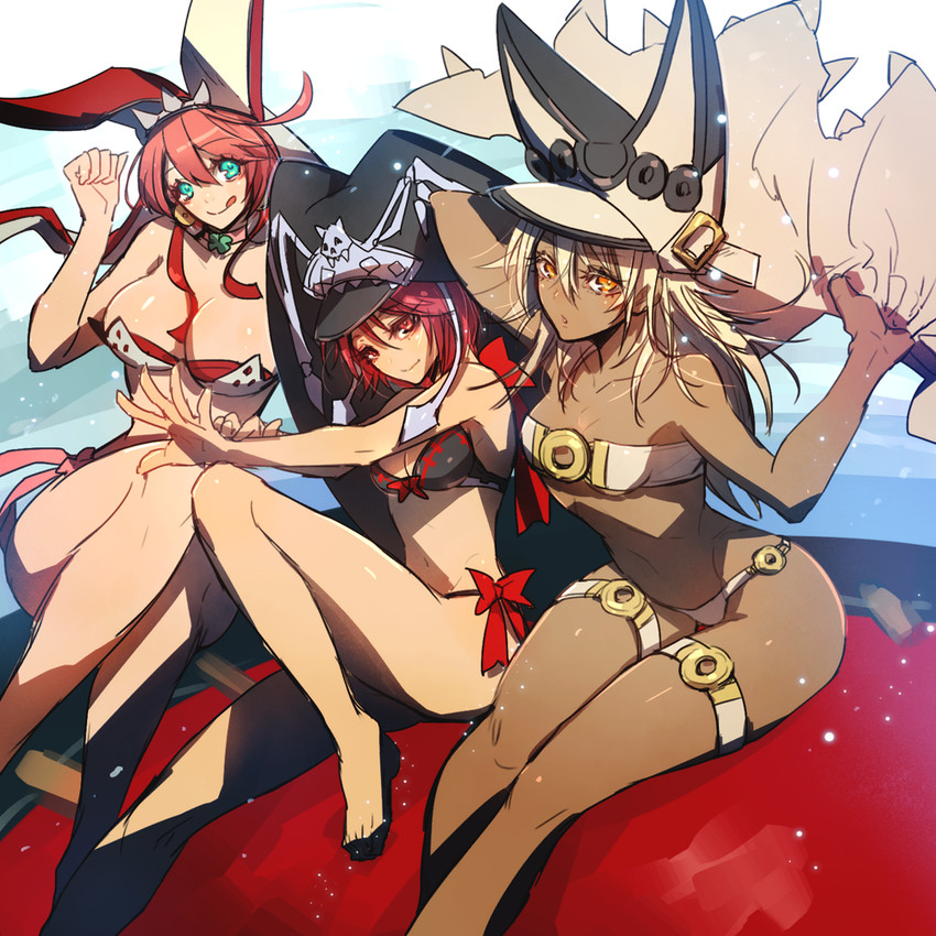 ramlethal valentine, elphelt valentine, and valentine (guilty gear and 2 more) drawn by oro_(sumakaita)