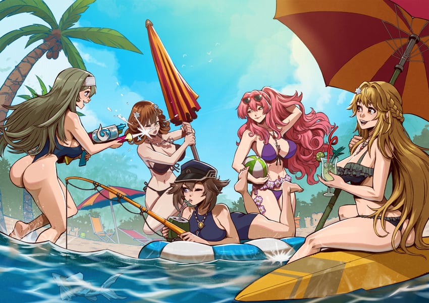 exosister irene, exosister elis, exosister stella, exosister martha, and exosister sophia (yu-gi-oh!) drawn by danusko