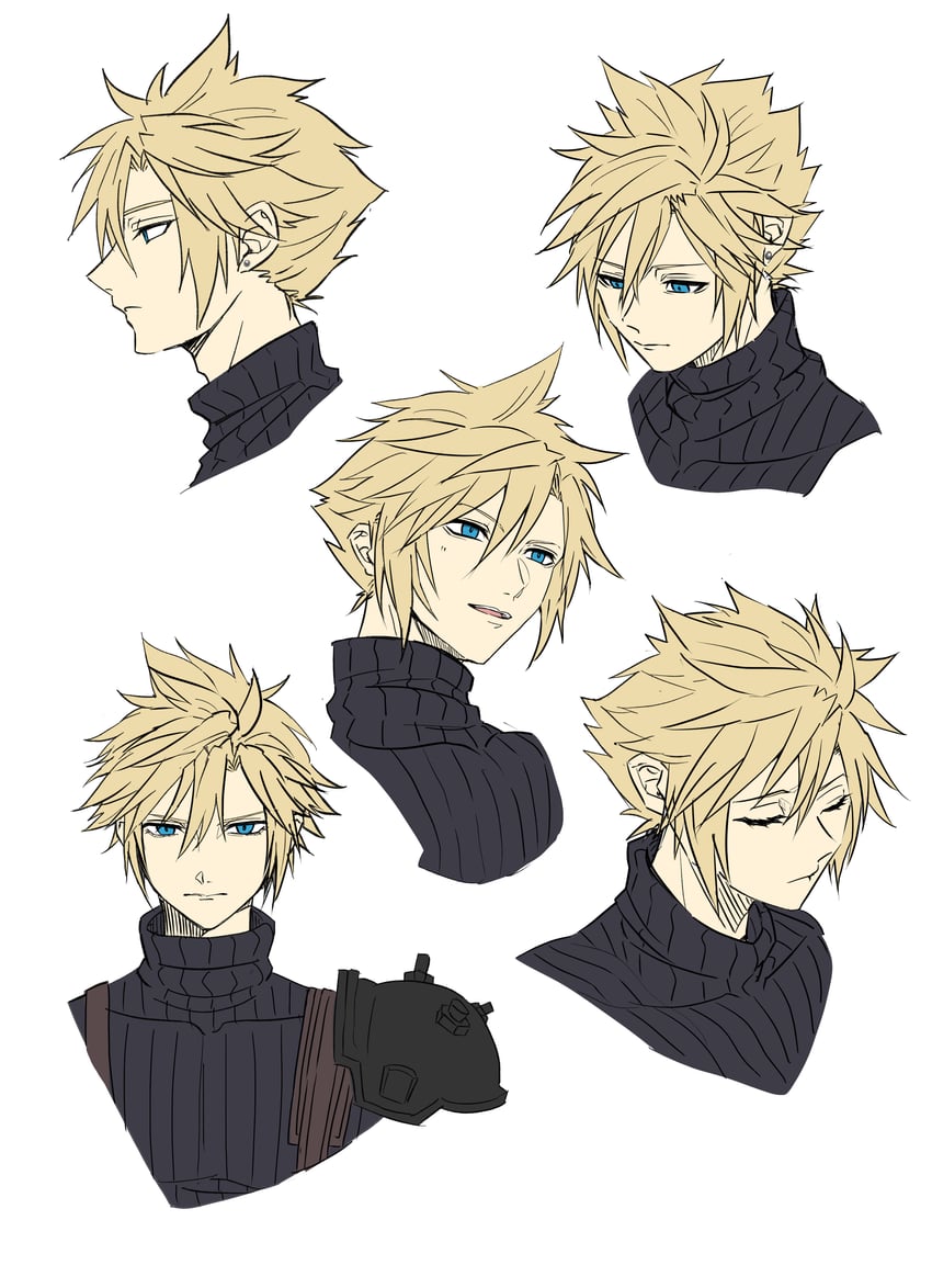 cloud strife (final fantasy and 2 more) drawn by 26caaan