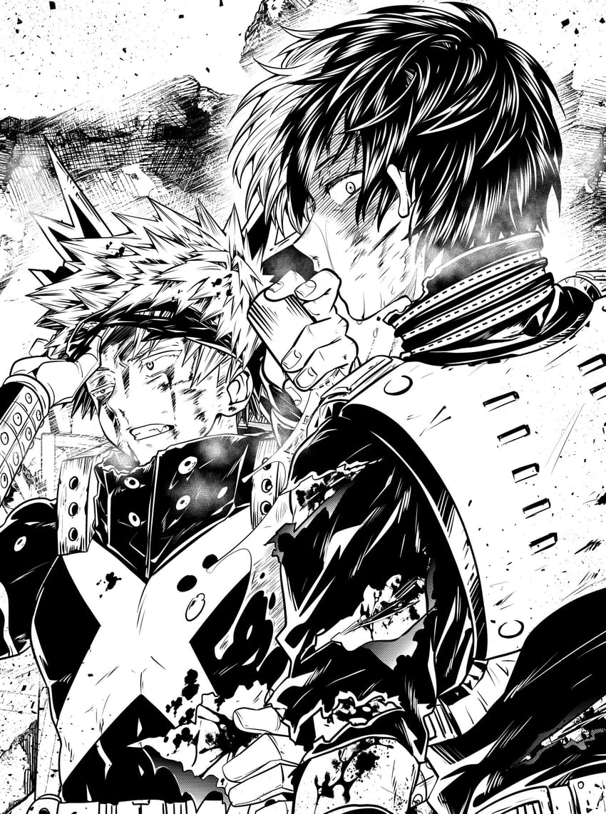 bakugou katsuki and todoroki shoto (boku no hero academia) drawn by ikuhashi_muiko