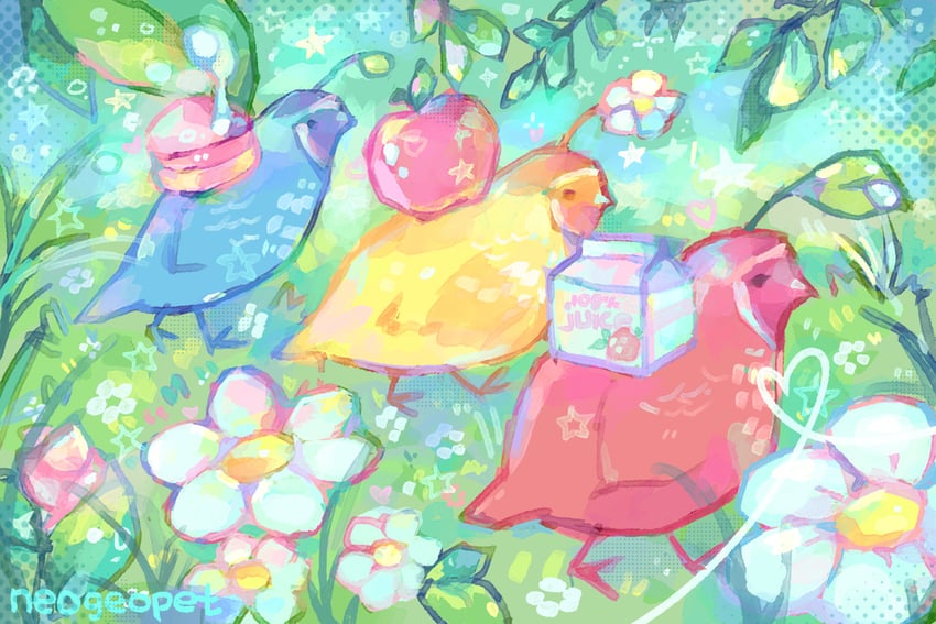 red pikmin, yellow pikmin, and blue pikmin (pikmin) drawn by neogeopet