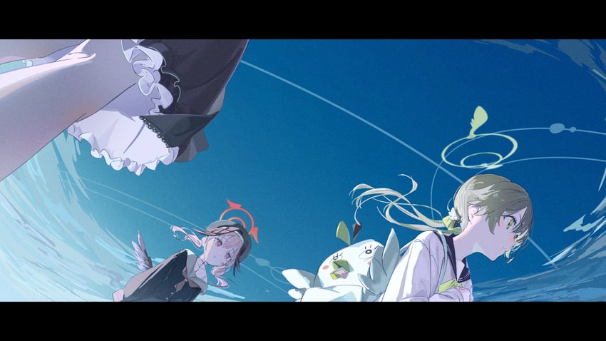 koharu, hifumi, azusa, and peroro (blue archive) drawn by bonsai_403