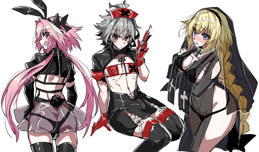 jeanne d'arc, astolfo, and sieg (fate and 2 more) drawn by haoro