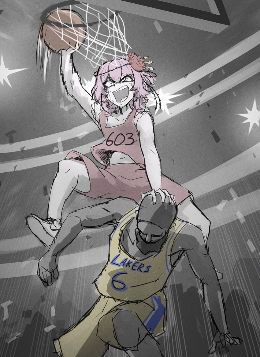 rosemi lovelock and lebron james (nijisanji and 4 more) drawn by taroko3