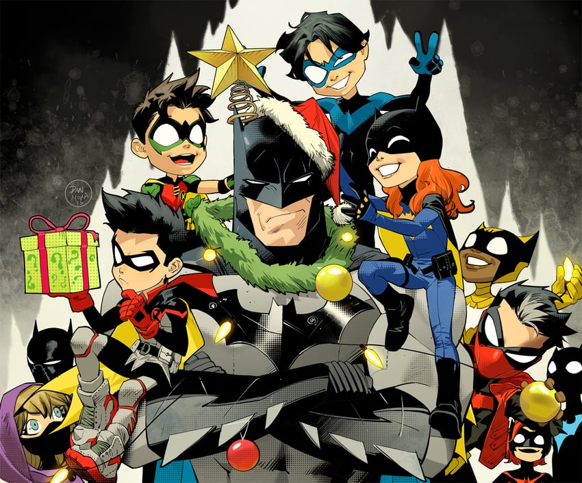 batman, robin, dick grayson, jason todd, batgirl, and 12 more (dc comics and 1 more) drawn by dan_mora