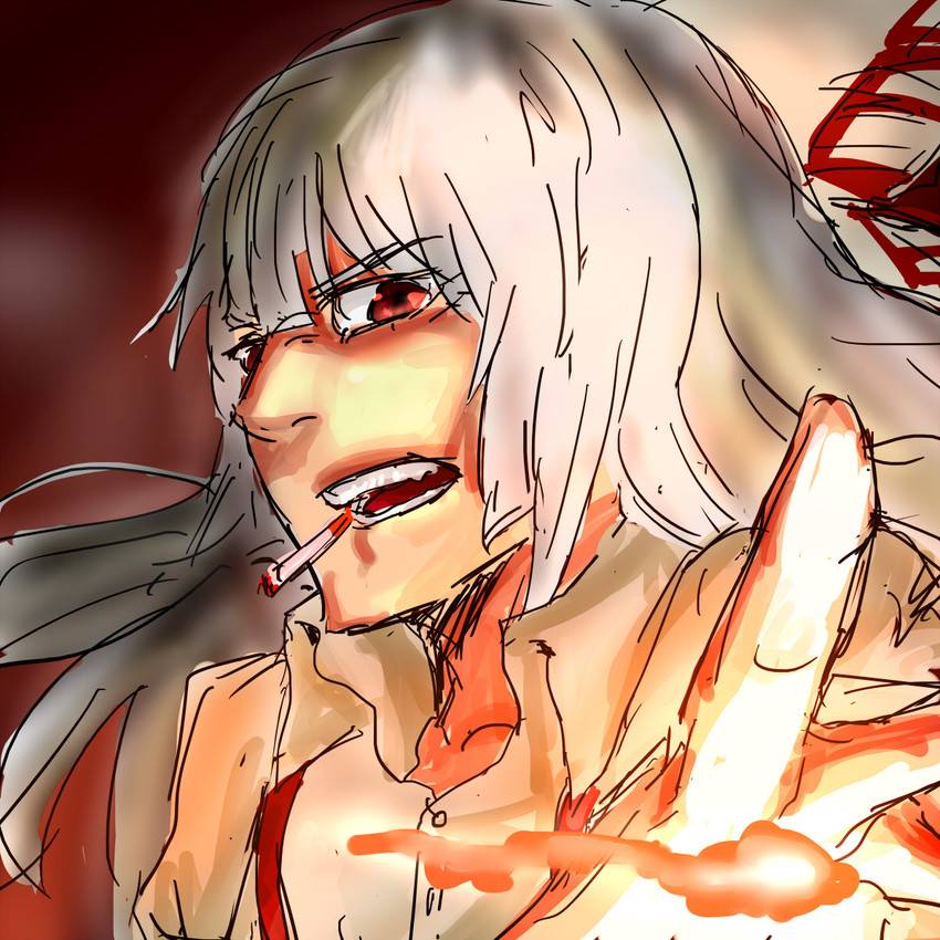 fujiwara no mokou (touhou) drawn by hisany-spacecrayon