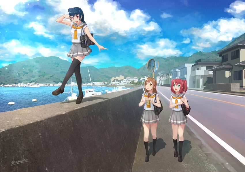 tsushima yoshiko, kunikida hanamaru, and kurosawa ruby (love live! and 1 more) drawn by shamakho