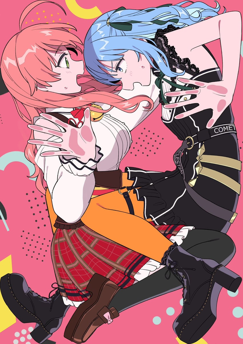hoshimachi suisei and sakura miko (hololive) drawn by soh_himitsuki