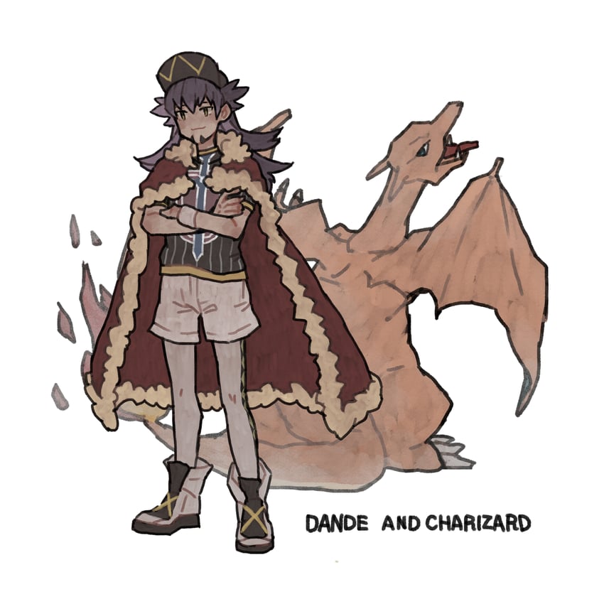 leon and charizard (pokemon and 1 more) drawn by ichi_kawa_ichi
