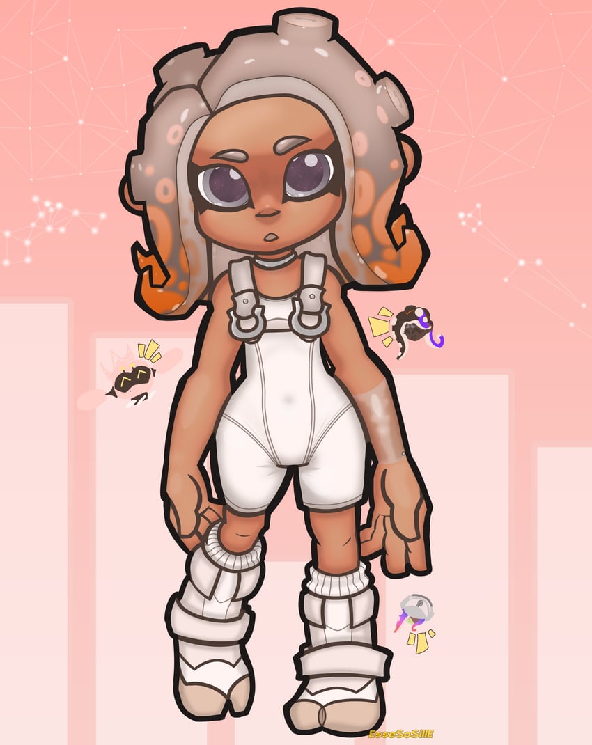 octoling player character, octoling girl, marina, pearl, agent 8, and 2 more (splatoon and 2 more) drawn by essesosille