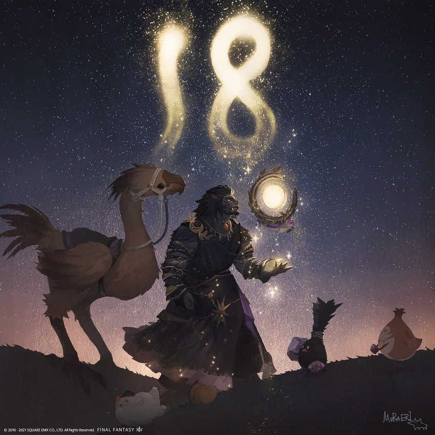 warrior of light, astrologian, fat cat, spriggan, paissa, and 1 more (final fantasy and 1 more) drawn by murabayashi_erika