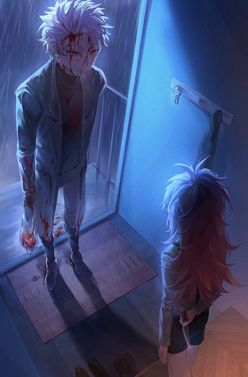 hatsutori hajime and theodore riddle (saibou shinkyoku) drawn by yongzhehentai