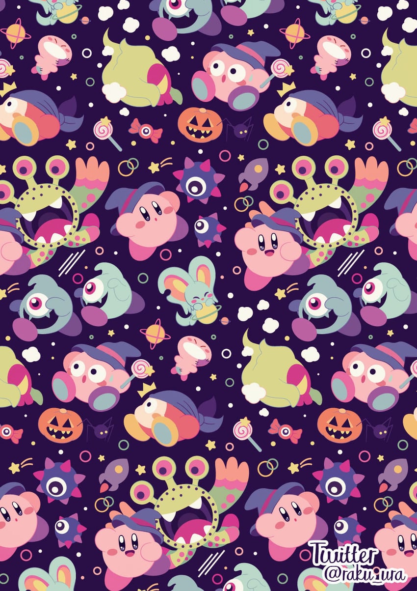 kirby, bandana waddle dee, elfilin, spookstep, mariel, and 4 more (kirby and 1 more) drawn by raku_ura