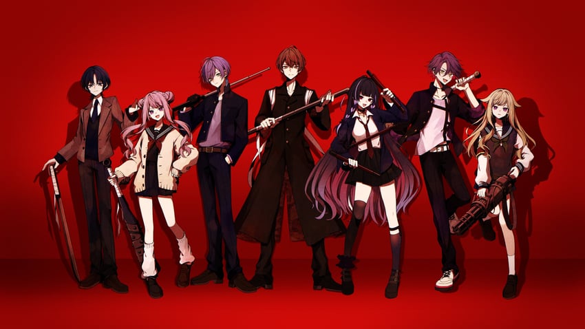 hiodoshi ao, meloco kyoran, kagami hayato, watarai hibari, tanaka hime, and 2 more (hololive and 5 more) drawn by yanagida_shiina