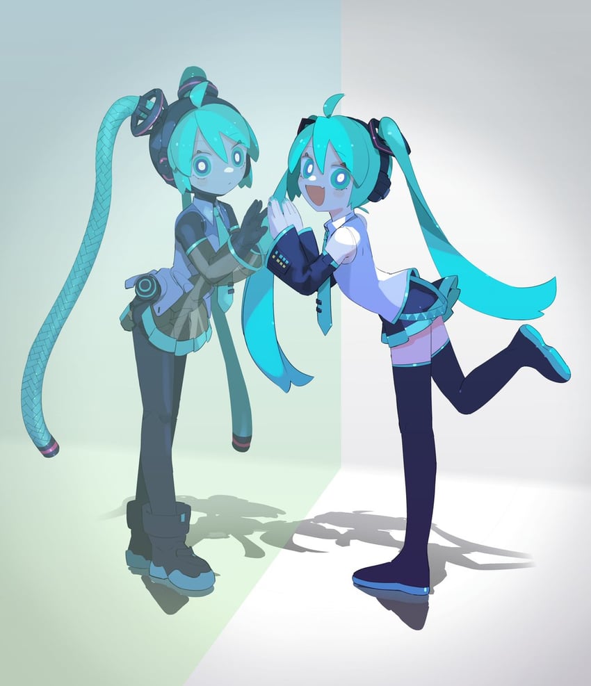 hatsune miku and proto miku (vocaloid) drawn by cheri_zao
