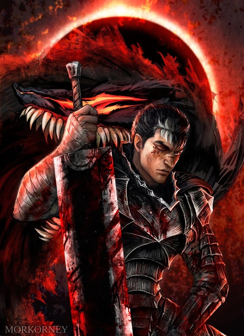 guts and beast of darkness (berserk) drawn by morkorney
