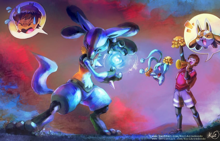 lucario and manaphy (pokemon) drawn by koriarredondo