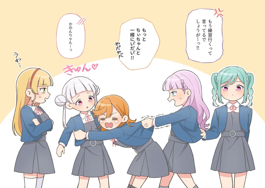 shibuya kanon, heanna sumire, arashi chisato, wien margarete, and onitsuka tomari (love live! and 1 more) drawn by wabe417