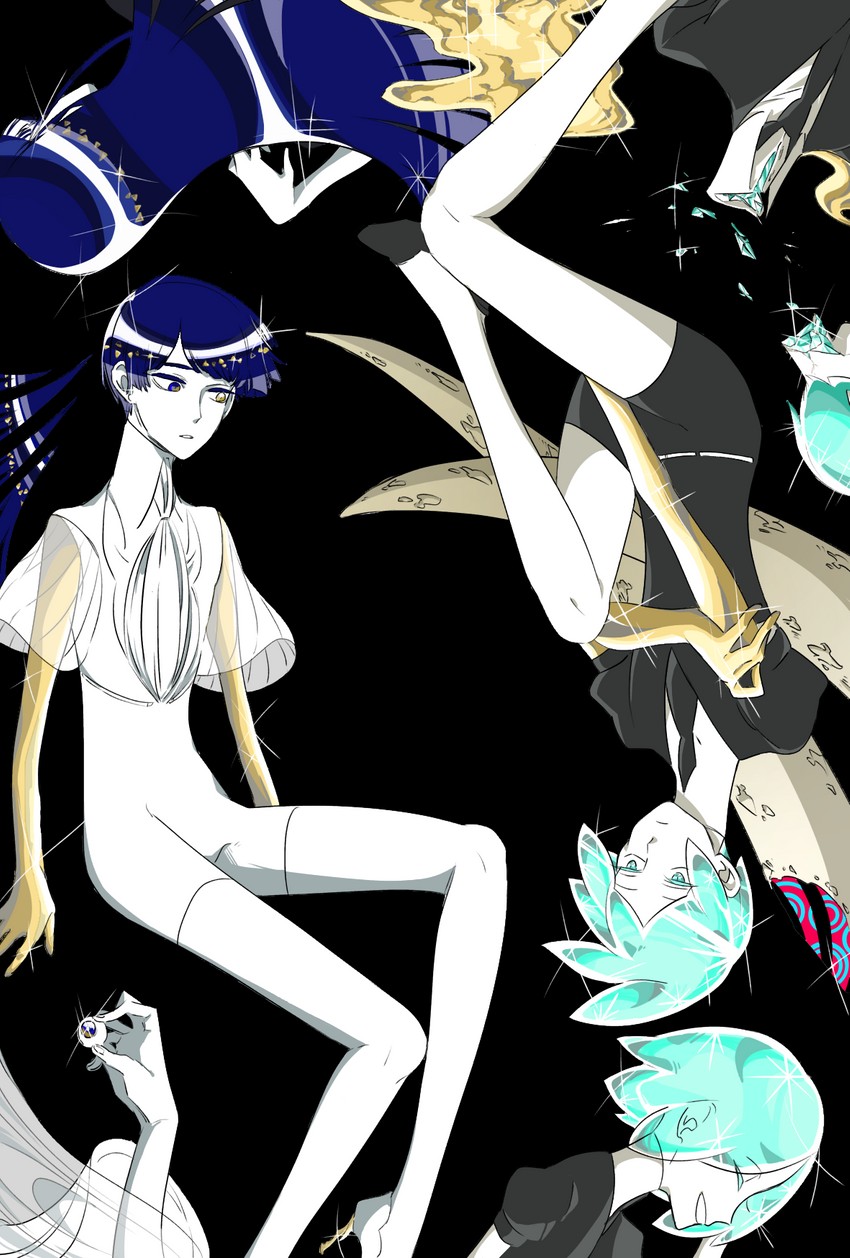 phosphophyllite and lapis lazuli (houseki no kuni) drawn by hikurage_(hikurage10)