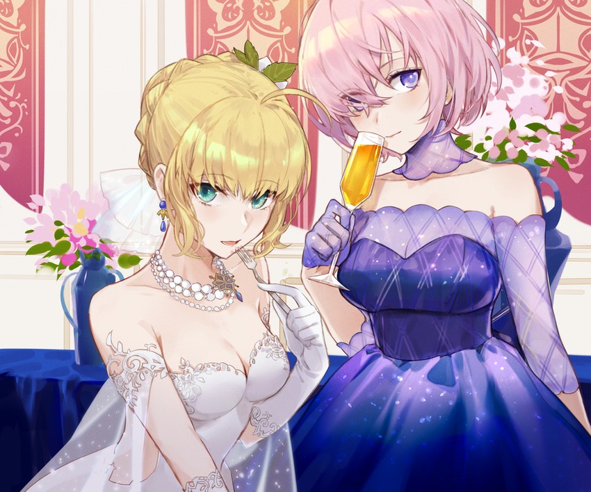 artoria pendragon, mash kyrielight, and saber (fate and 2 more) drawn by csyday
