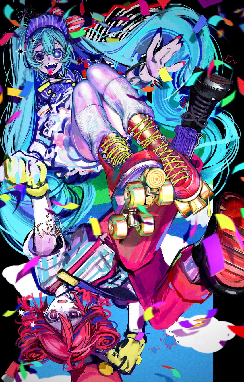 hatsune miku and kasane teto (vocaloid and 2 more) drawn by nept_o