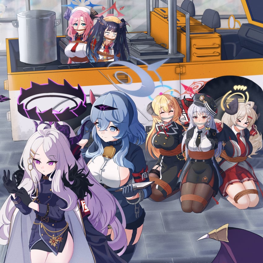 hina, ako, haruna, fuuka, junko, and 3 more (blue archive) drawn by yami071