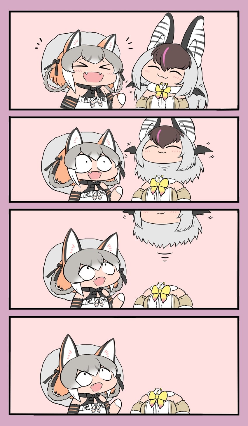 island fox and brown long-eared bat (kemono friends and 1 more) drawn by bokoboko_(pandagapanda1)
