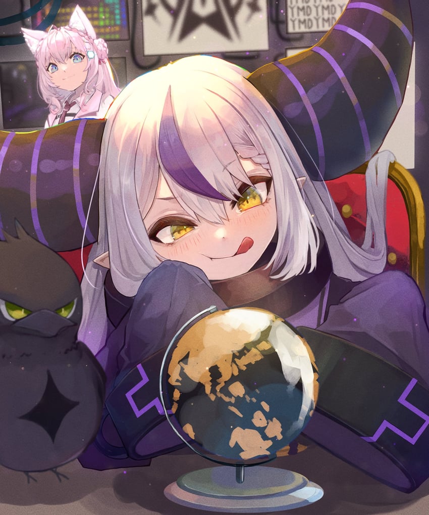 la+ darknesss, hakui koyori, and crow (hololive) drawn by nyucha