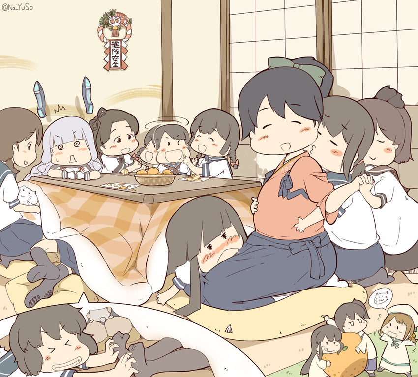kaga, akagi, fubuki, houshou, murakumo, and 9 more (kantai collection) drawn by na_yuso