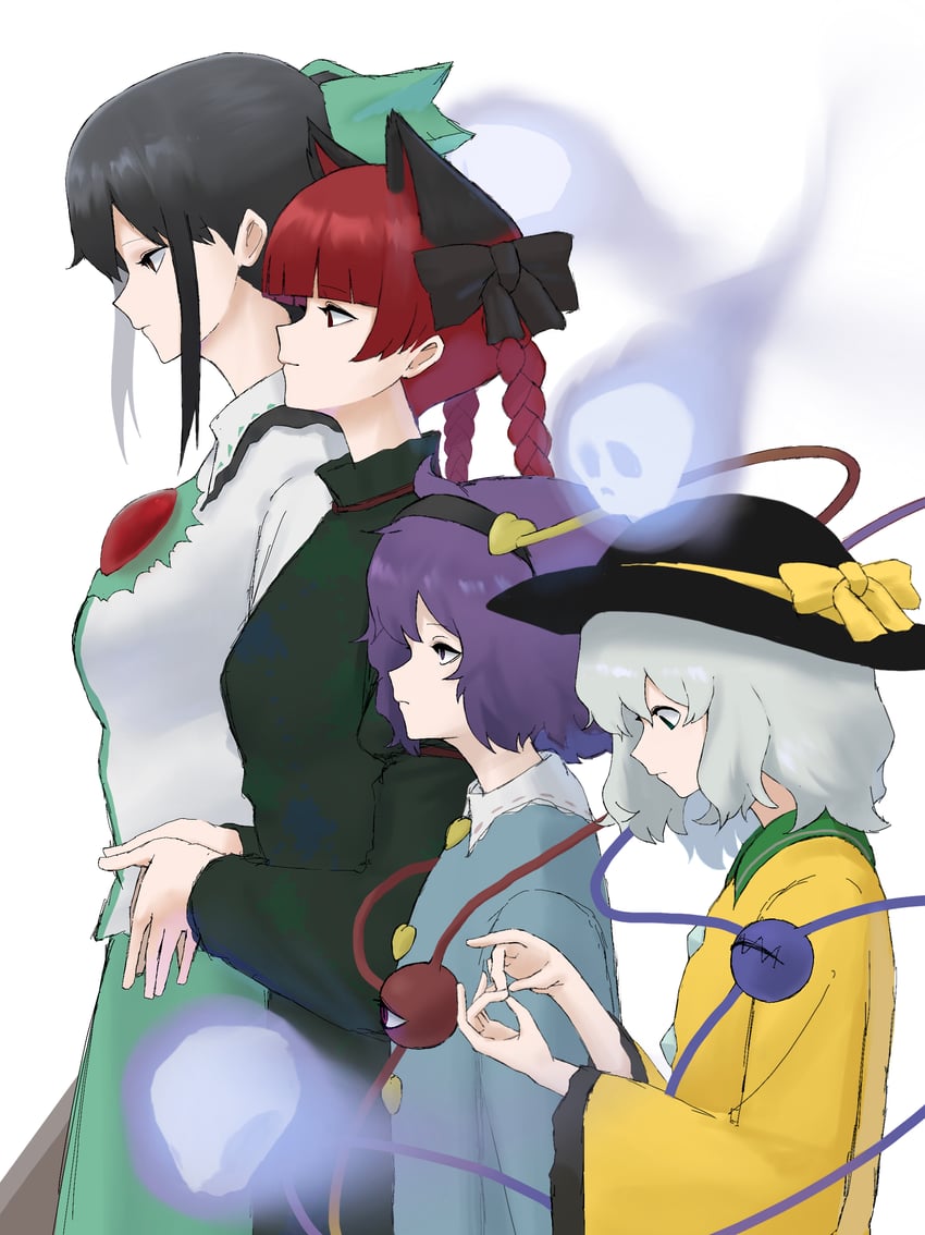 komeiji koishi, komeiji satori, kaenbyou rin, and reiuji utsuho (touhou) drawn by mori_dobonua_(mordvna)