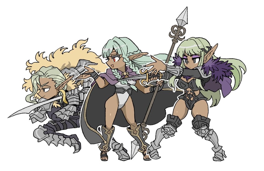 rosalinde, railanor, and ithilion (unicorn overlord) drawn by kumakoro_(tetsupag)