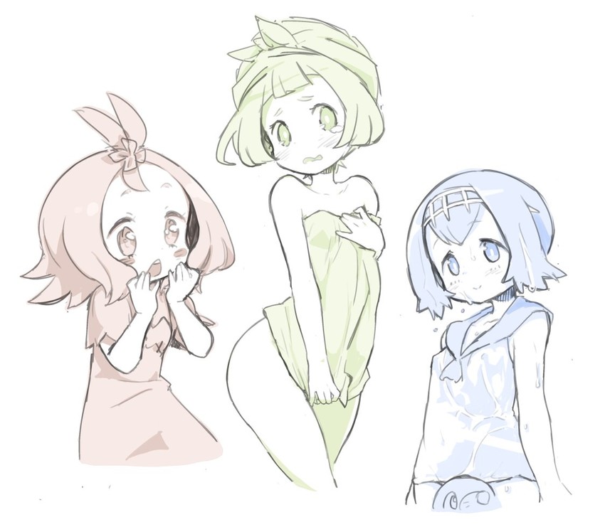 lillie, lana, popplio, and acerola (pokemon and 1 more) drawn by babalilo