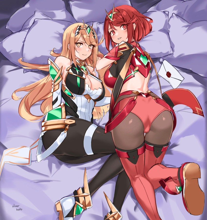 pyra and mythra (xenoblade chronicles and 2 more) drawn by oliver_koito