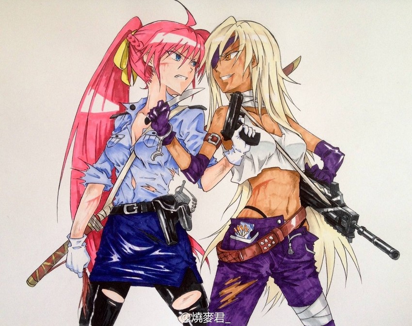 signum and cypha of huckebein (lyrical nanoha and 1 more) drawn by shumai_(sm318)