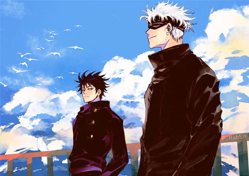 gojou satoru and fushiguro megumi (jujutsu kaisen) drawn by f_rabbit