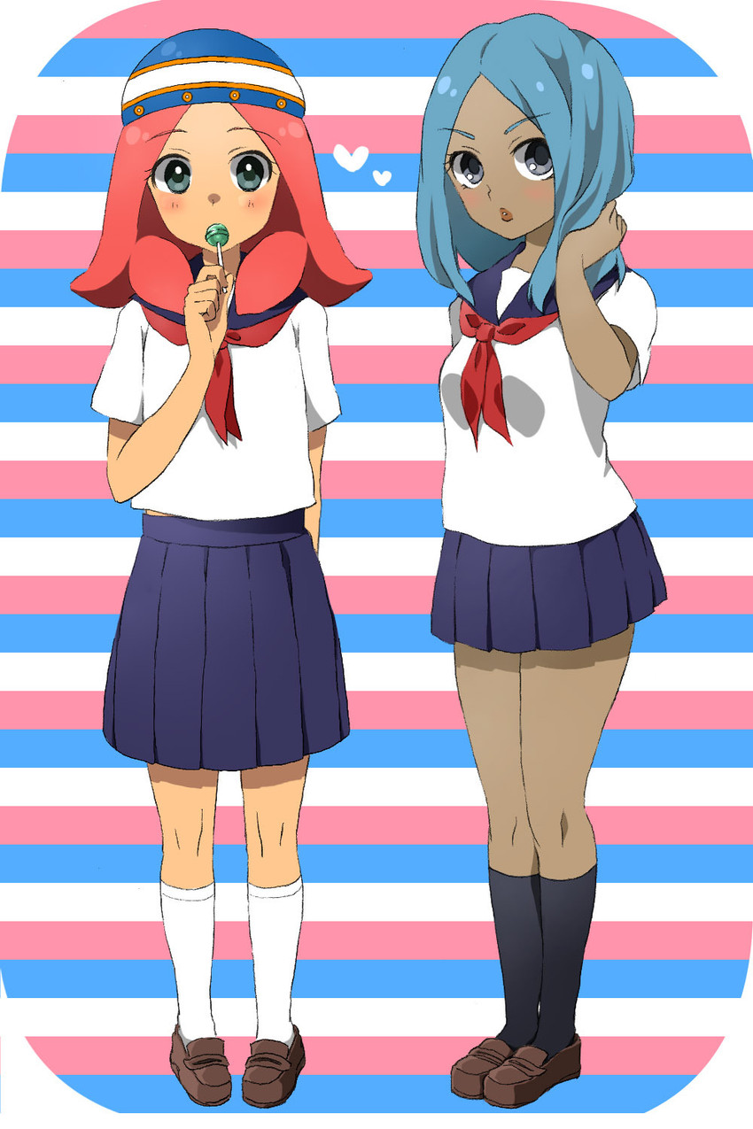 zaizen touko and urabe rika (inazuma eleven) drawn by jenny_(je2live)