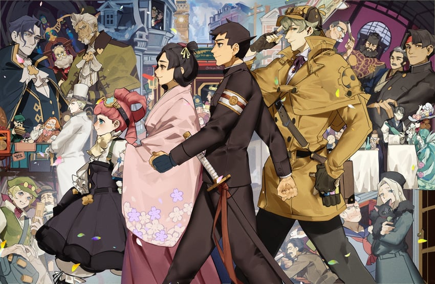 ryunosuke naruhodo, kazuma asogi, barok van zieks, herlock sholmes, susato mikotoba, and 19 more (ace attorney and 1 more) drawn by seinikuten