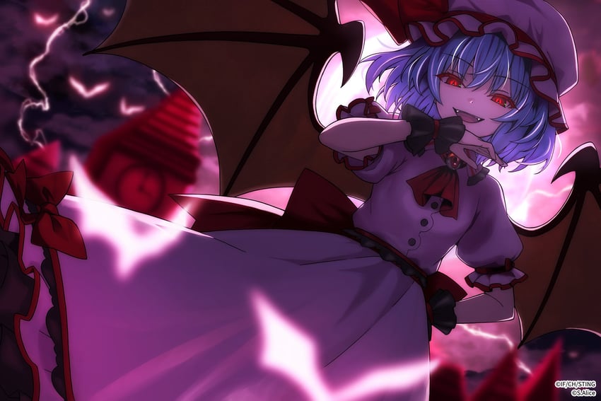 remilia scarlet (touhou and 1 more) drawn by hirano_katsuyuki and merihari07