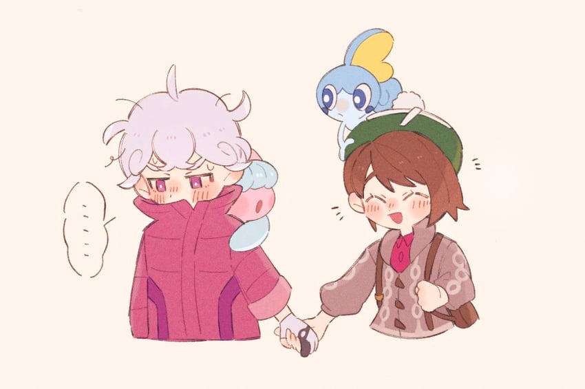 gloria, sobble, bede, and hatenna (pokemon and 1 more) drawn by hime_(himetya105)