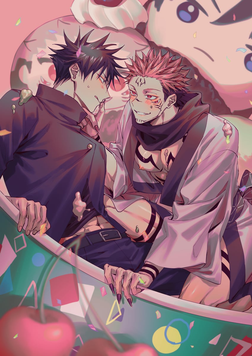 fushiguro megumi and ryoumen sukuna (jujutsu kaisen) drawn by azukiharuta_ju