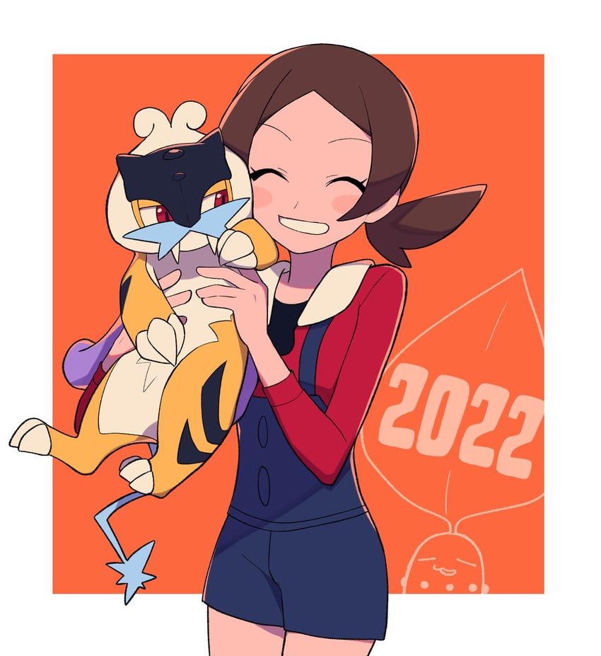 lyra, chikorita, and raikou (pokemon and 1 more) drawn by tyako_089