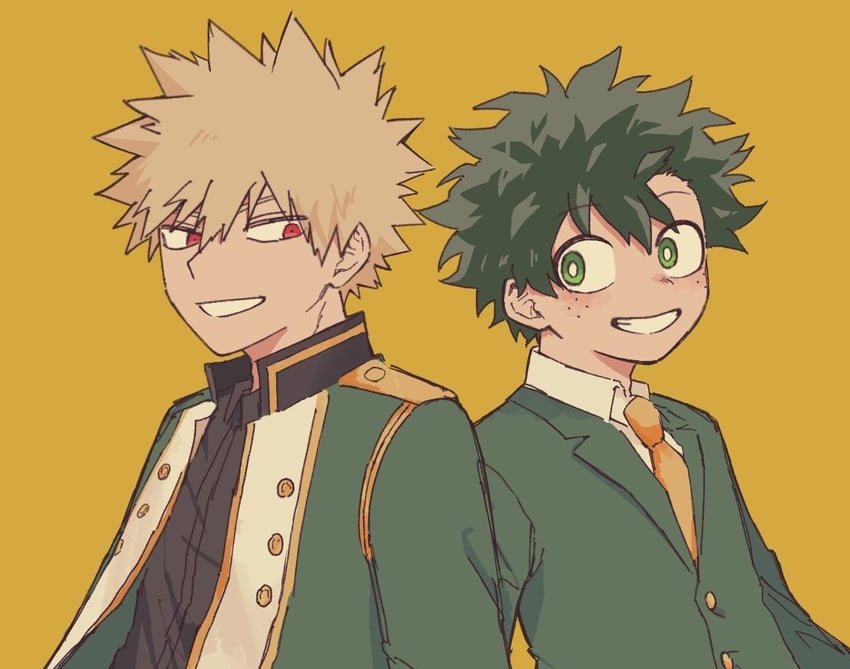 midoriya izuku and bakugou katsuki (boku no hero academia) drawn by ice_0377