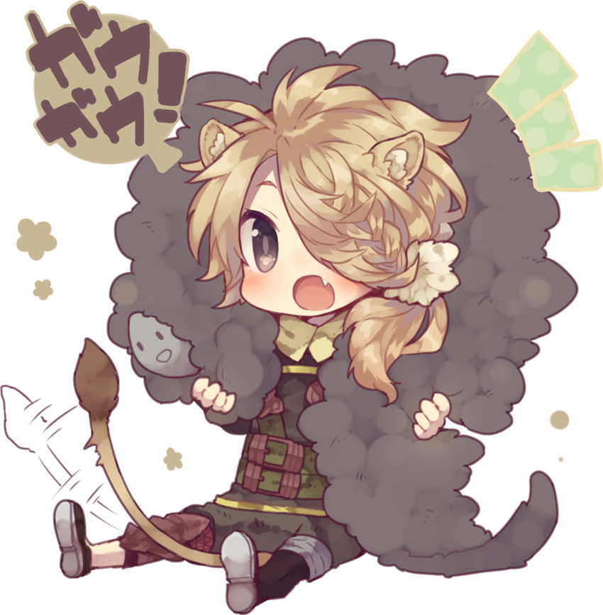 shishiou and shishiou no mofumofu (touken ranbu) drawn by usamata